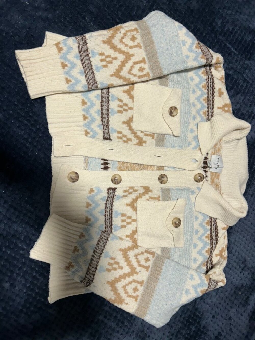 Pink Rose Aztec Knit Shacket Button Front Small - Picture 1 of 3